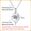 EWYA GRA Certified 1 Carat Moissanite Pendant Necklace for Women Party Sterling Sier Diamond Chain Necklaces