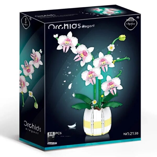 c2ad97870aae1e15 Weilei Creative 2138 Eternal Flower Butterfly Orchid Plant Pot Building Blocks Desktop Ornaments Assembly Plastic Abs