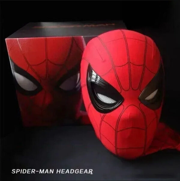 c2b0453b427857a7 Mascara Spiderman Headgear Cosplay Moving Eyes Electronic Mask Spider Man 1:1 Remote Control Elastic Toys Adults Kids Gift