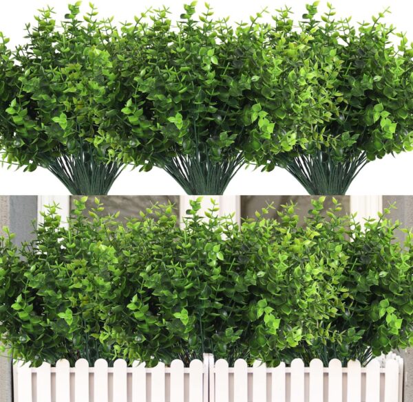 c2c7d2dd1ca3b0da RECUTMS 12 Bundles Outdoor Artificial Flowers UV Resistant Fake Boxwood Plants, Faux Greenery for Indoor Outside Hanging Plants Garden Porch Window Box Home Wedding Farmhouse Décor(Yellow)