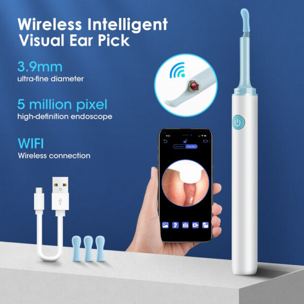 Wireless Smart Visual Cleaner Otoscope WiFi Luminous Earpick Removal Tool With Camera Endoscope Ear Wax Remover