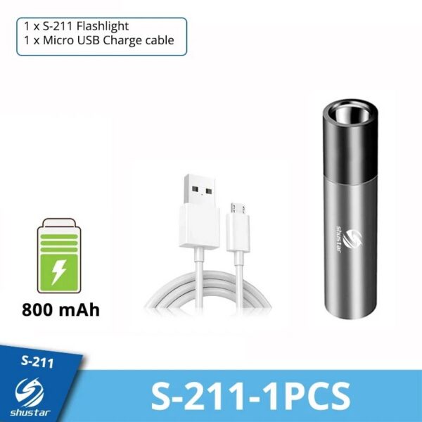 USB Rechargeable Flashlight With LED Built in 1200mAh Lithium Battery Waterproof Camping Light Zoomable Torch