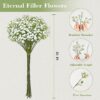 Yastouay Babys Breath Artificial Flowers, 12Pcs Fake White Babys Breath Flowers Artificial Bulk, Real Touch Faux Babies Breath Gypsophila Bouquet for Wedding Floral Arrangement Party Decor