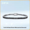 EWYA GRA Certified Real 3/4/5/6.5MM Full Black Moissanite Tennis Bracelet for Women Men S925 Silver Link Bracelets Fine Jewelry
