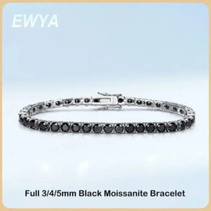 c2ef208477b05768 EWYA GRA Certified Real 3/4/5/6.5MM Full Black Moissanite Tennis Bracelet for Women Men S925 Silver Link Bracelets Fine Jewelry