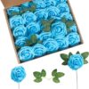 c2fd667ba6200d11 Artificial Flower Foam Purple Rose 50pcs Real Looking Fake Rose with Stems Leaves for Home Decoration Party Garden Centerpieces DIY Wedding Bouquets(Purple)