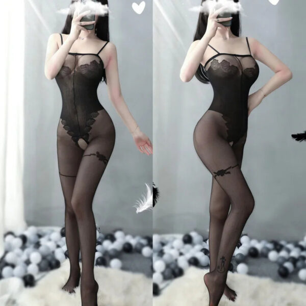 c304e4d960035f6a Plus Sexy Lace Lingerie Women's Transparent Catsuit Open Crotch Body Stockings For Sex Sling Halter Backless Teddies Bodysuits