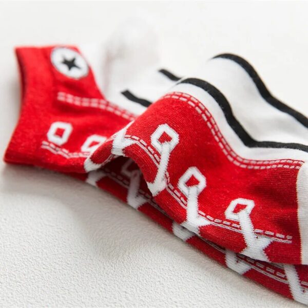 5 Pairs Personality Trendy Men's Shallow Mouth Low Cut Short Tube Cotton Thin Non-slip Boat Socks Sports