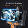 Industrial Endoscope 4.3inch IPS Screen IP67 Waterproof HD1080P 8mm Lens Pipe Sewer Inspection Camera Borescope For Car