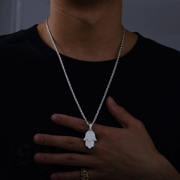 New Moissanite Iced Out Bling Hamsa Hands Pendants Necklaces S Sier Charm For Men Women Hip Hop Jewelry Passed Diamond Test