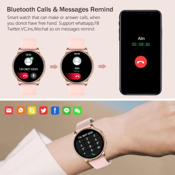 c3250a4777bf7c41 Bluetooth Call Smart Watch Women Custom Dial Steel Watches Men Sports Fiess Tracker Heart Rate Smartwatch For Android IOS G35