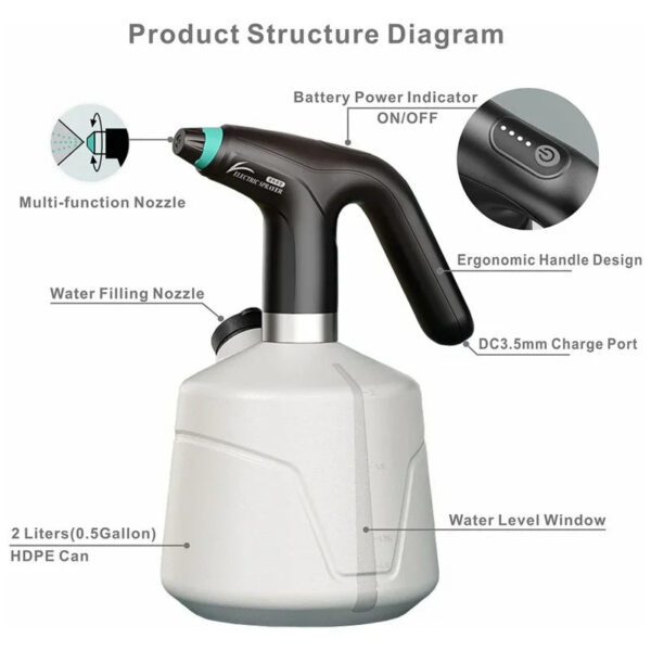 2L Plant Spray Bottle Automatic er USB Electric Sanitizing Sprayer Watering hine Plants Garden Tool