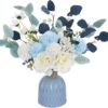 c337077f90cbeb12 CEWOR Faux Flowers in Vase, 1 Pack, Artificial Rose Faux Flowers in Vase for Centerpiece Table Decorations and Home Office Decor