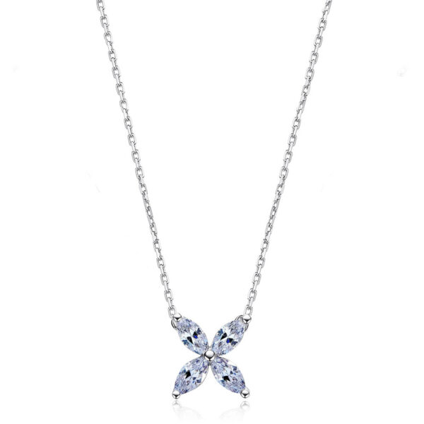 Serenity 1.2cttw 3*6mm Marquise Cut All Moissanite For Women S Sier 4 Stones Horse Eye Diamond Pendant Necklace