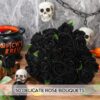 c384a7051b9c2fd0 50 Pcs Artificial Rose Flower Realistic Silk Roses with Stem Bouquet of Flowers Plastic Flowers Real Looking Fake Roses for Home Wedding Centerpieces Party Decorations (Black)