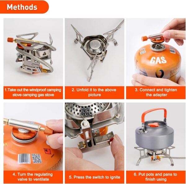 c38823fa6ccf4204 SUPRBIRD Campingkocher 3500W Klein Faltbar Camping Gaskocher mit Piezozündung,klappbare Windschutzscheiben,Adapter Gasherd,Mini Gasbrenner für Outdoor Picknick Trekking Hiking reise,kissen,nackenrol