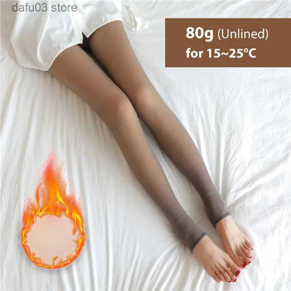 Hosiery Christmas Winter Warm Tight Women's Wool High Waist Hot Socks Insulated False Transparent Pantyhose Z230810