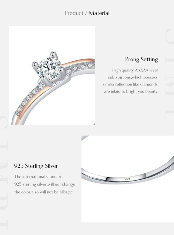 c39006d082c60a96 MODIAN 925 Sterling Silver Classic Wedding Elegant Ring Rose Gold Color Line Unique Metallic Contrast Design Jewelry For Women
