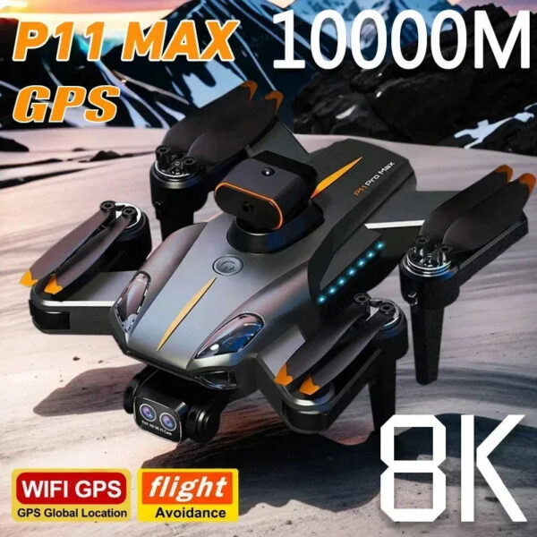 c3be31f2620b0242 P11 Pro Max Drone 8K 5G GPS Professional HD Aerial Photography Dual-Camera Obstacle Avoidanc Brushless Quadrotor Children Gifts