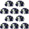 NUPTIO Flower Balls for Wedding Centerpieces - 2 Pcs 9.5 inch Diameter Fake Flower Ball Arrangement Bouquet Party Centerpieces for Tables - Dusty Blue Rose Bouquet Centerpiece Flowers for Table