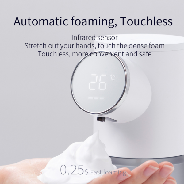 Automatic Liquid Soap Dispenser Sensor Foam hine with Temperature Display USB Rechargeable Hand washer for Kitchen Bathroom