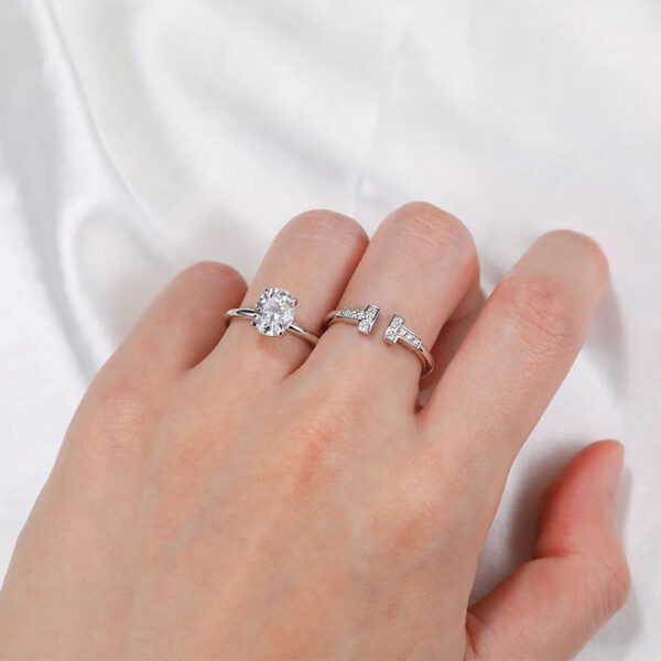 Engagement Rings for Women Moissanite Solitaire Ring Sterling Sier 1-3ct Oval Cut D Color VVSI Lab Diamond Bands Jewelry