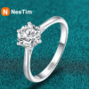 c3fafce6651049b1 NeeTim 0.3ct 4mm Moissanite Diamond Ring for Women S Sterling Sier with Gold Plated Eternity Band Wedding Party Jewelry