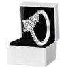 New arrival Double Heart Sparkling Ring Solid Sier Women girlfriend Gift Jewelry For Lover CZ diamond P brand finger nail Rings with Original box Set