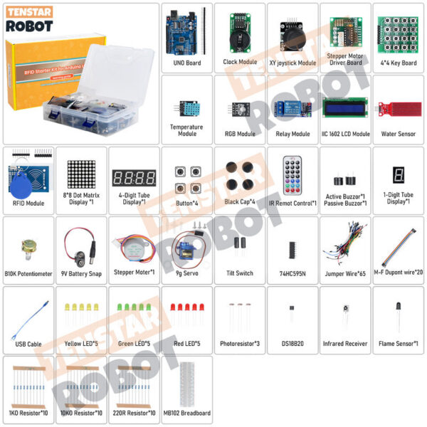 c410513628cd93d9 TENSTAR RFID Starter Kit Arduino Raspberry PI for UNO R3 Upgraded Version Learning Suite Electronic DIY KIT