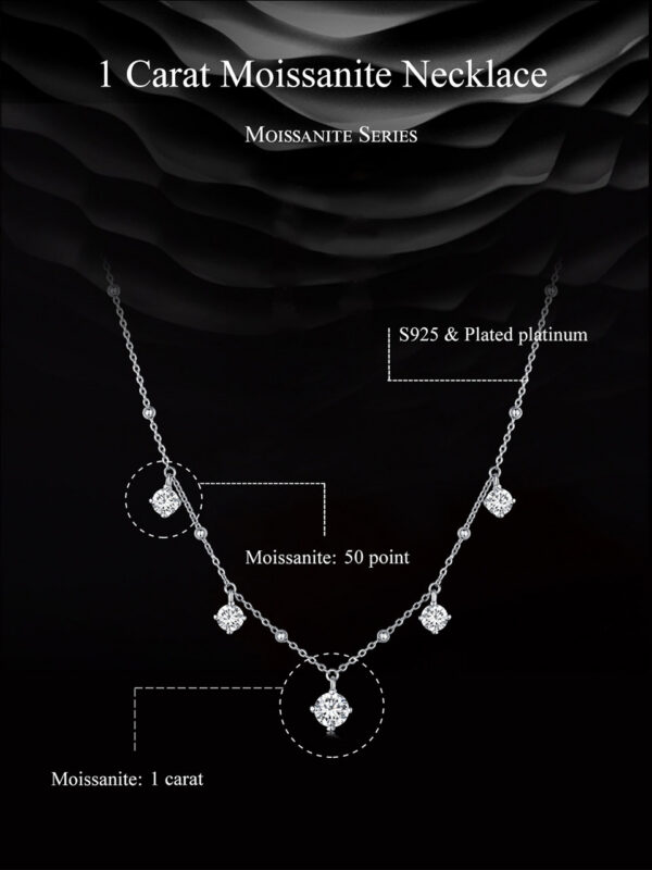 Bamoer Five Princess Waterdrop 3.0 CTTW full Moissanite Necklace Real Sterling Sier D Color Lab Diamond Engagement Jewelry