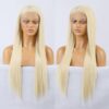 Synthetic Front Long Straight Lace Wigs for Women with Baby Hair Heat Resistant Party Cosplay Wig Black Blonde Use