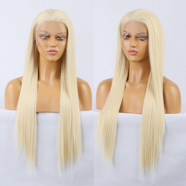 Synthetic Front Long Straight Lace Wigs for Women with Baby Hair Heat Resistant Party Cosplay Wig Black Blonde Use