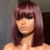 Short With Bangs Straight Wigs Brazilian Human Hair Remy Full hine Made for Women Glueless Bob Wig