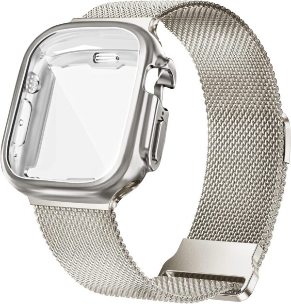 Geoumy Metal Magnetic Bands Compatible for Apple Watch Band 38mm with Case, Stainless Steel Milanese Mesh Loop Replacement Strap Compatible with iWatch Series 8/7/6/5/4/3/2/1 SE Women Men, Rose Gold