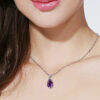 Buyee Sterling Sier Stone Pendant Light Natural Amethyst Necklace for Woman Girl Family Party Fine Jewelry Chain