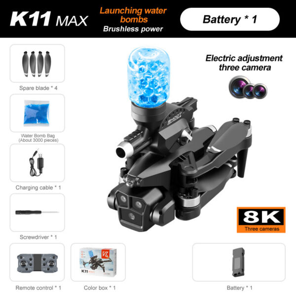 c448048c10e8923a K11 Max Drone with Water Bombs Professional Aerial Photography Aircraft 8K Three Camera Obstacle Avoidance Foldable Quadcopter