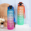 c44c72fc48762b02 1pc 1000ml Large Capacity Gradient Water Bottle,Water Bottle Straw 1 Litre Leakproof with Time Marker,for Sports Fiess