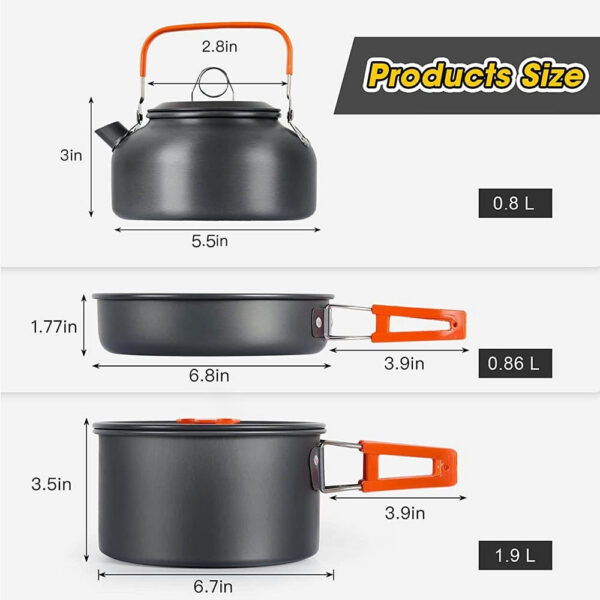 Cooking set Camping Cookware Travel Tableware Outdoor Picnic Set Teapot For 2-3 Peaple Non-stick pots assorted sets