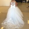 FATAPAESE Flowers Gril Dress Camellia Gowns Appqulies Beads Bow With Long Train Backless Buttons Wedddding Party Ball Gown TUTU
