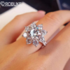 Real Moissanite Sterling Sier For Women 1/2CT Suower Brilliant Diamond Plated Wedding Jewelry Ring with Certificate