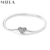 c460e68da9bf6751 MULA 1PC Sier-plated Heart -Shape Open Clasp Snake Chain Charm Bracelet Fit Charms Bead DIY Women Jewelry Gift
