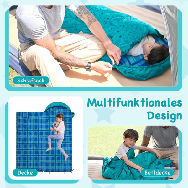 c4698c1b015ca90c KingCamp Kinderschlafsack Schlafsack Winter Warmer Deckenschlafsack 3-4 Jahreszeiten für Kinder beim Camping Trekking 170 x 70 cm Komfort: 7°C 1.4 KG