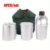 c47667c6a6de47bb 4pcs/set,Military Cookware Set Aluminum Alloy Canteen Multi-Functional Water Bottle with Grab Handled Cup Green Canvas
