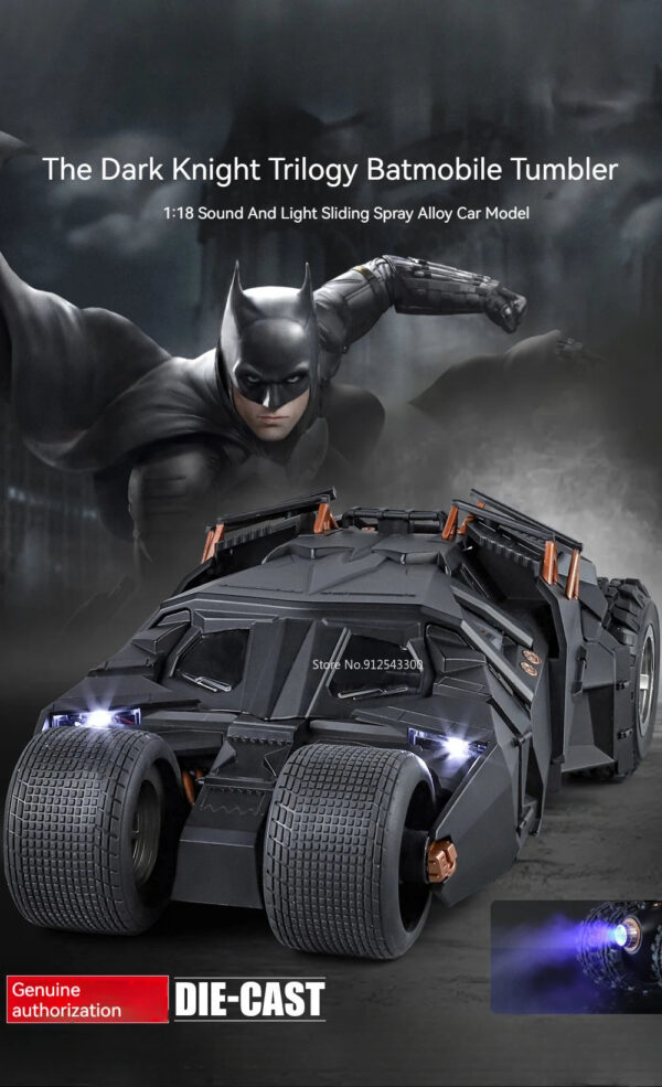 c47d0d0ee6fec63d Large Scale 1:18 Batmobile Car Model Toy The Dark Knight Trilogy Sound Light Sliding Spray Alloy Vehicle Models Ornaments Gifts