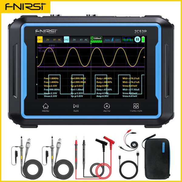 FNIRSI 2C53P Touch Screen Digital Oscilloscope+Multimeter+Signal Generator 3IN1 Dual Channel 50MHZ Automatic Osciloscópio Tools