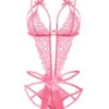 Donnalla Women's Deep V Lace Teddy One Piece Cutout Strappy Lingerie