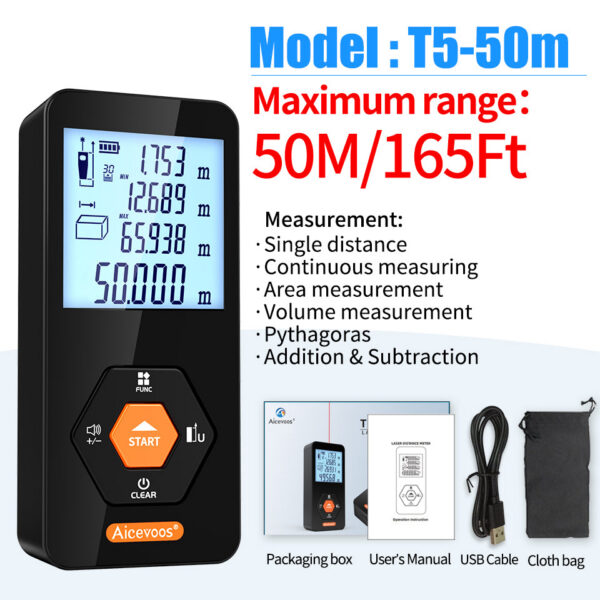 Aicevoos Digital Rangefinder 50M 70M 100M 120M Distance Meter Trena Laser Tape Measure Roulette Range Finder