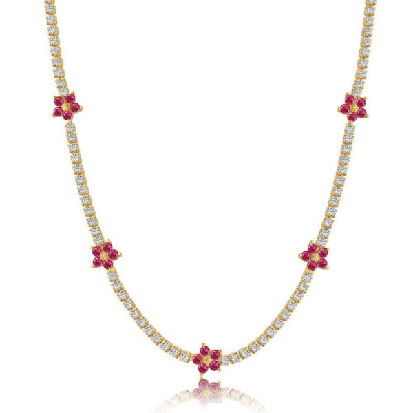 c4bbf9b4fa940427 Wong Rain 100% Sterling Sier Flower Lab Sapphire Emerald High Carbon Diamonds Gemstone Tennis Chain Necklace Fine Jewelry