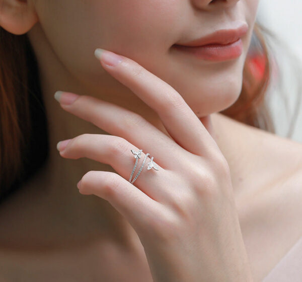 NEW Fashion Double Butterfly for Women Sier Clear Zircon Lab Diamond Wedding Engagement Ring Gift Jewelry Wholesale