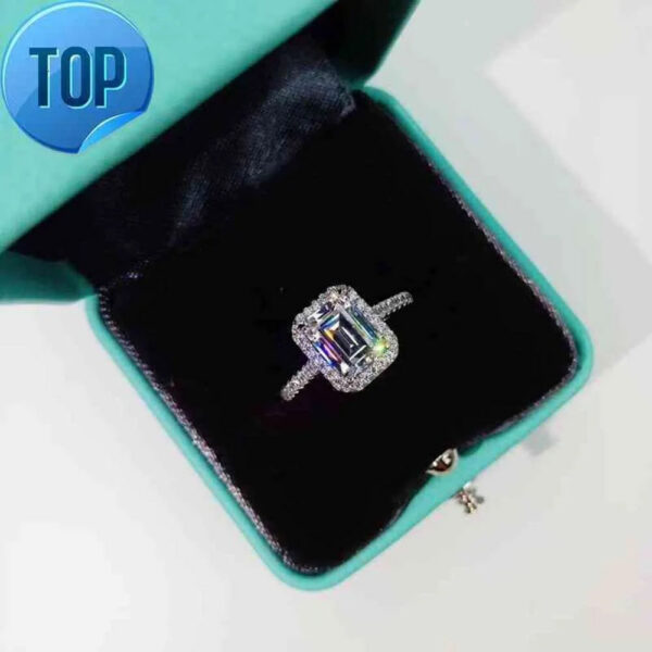 Emerald Cut 2ct Diamond Cz Ring Sterling Sier Promise Engagement Wedding Band Rings for Women Gemstones Party Jewelry Gift